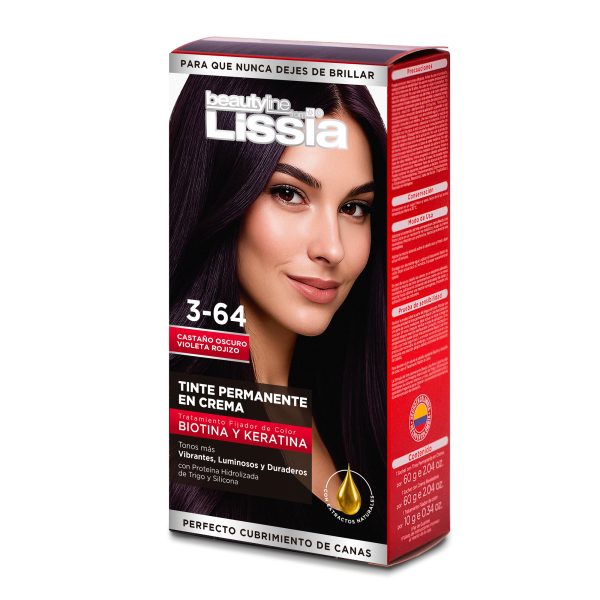 Tinte en Crema Castaño Oscuro Violeta Rojizo Gris 3-64